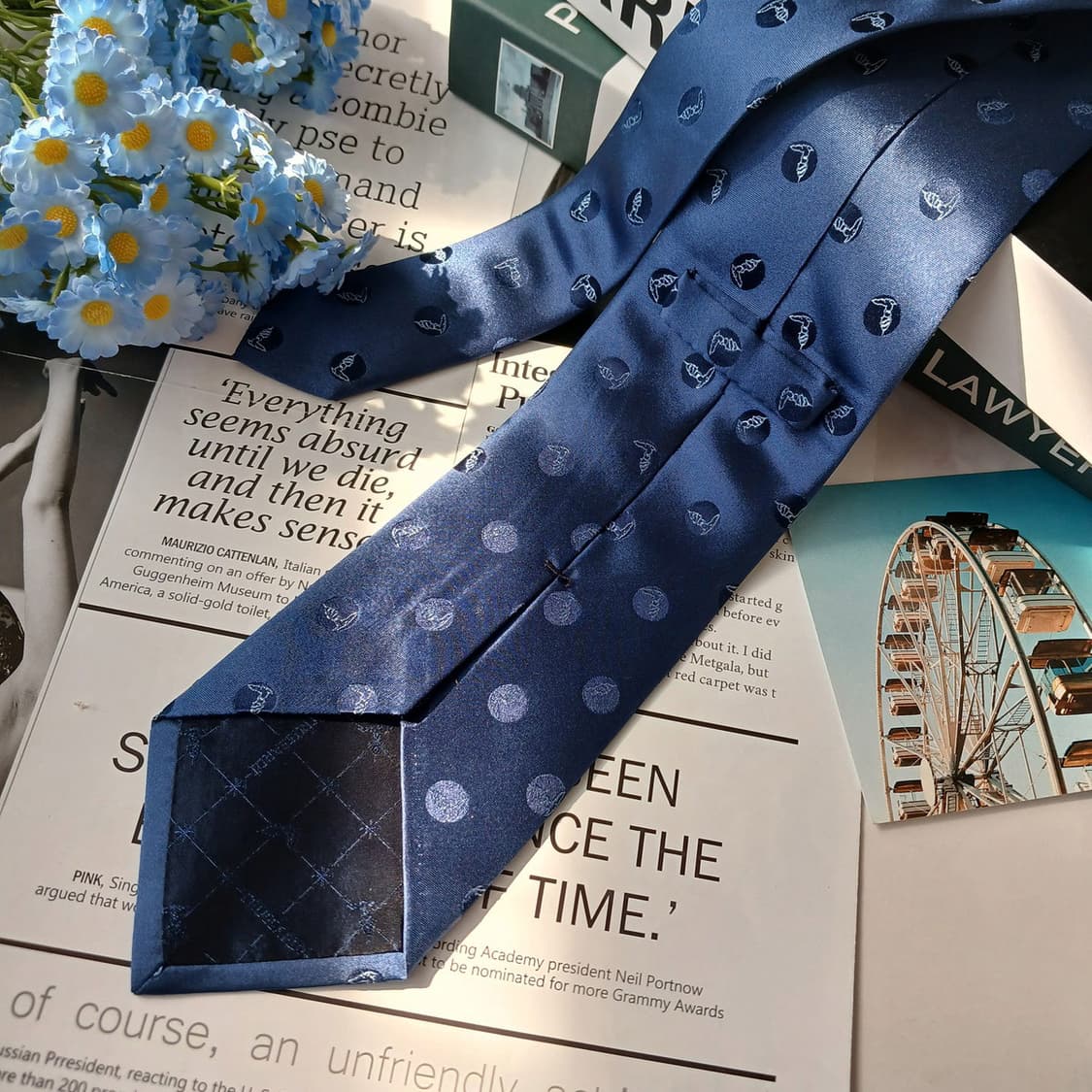 트루사르디 실크 블루 로고 패턴 넥타이 9cm A+등급 E818
 상품이미지4