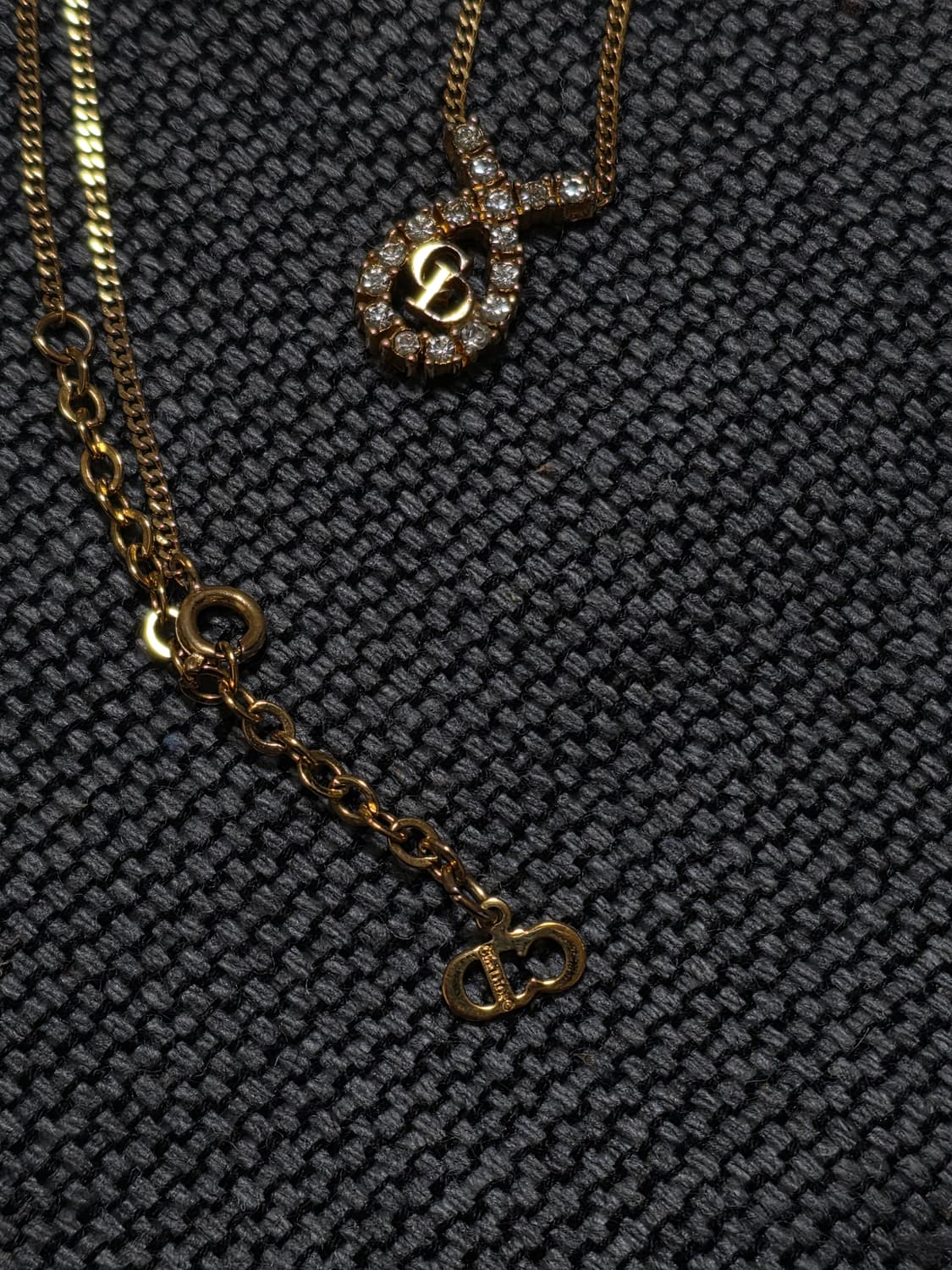 디올 Dior 정품 빈티지 꼬임 큐빅 CD 로고 목걸이 상품이미지4