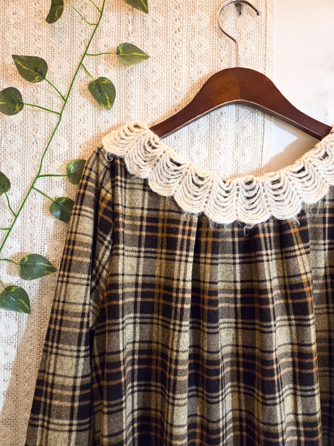 뜨개 카라 체크 원피스 상품이미지5