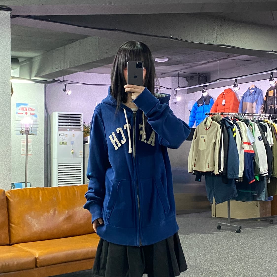 아베크롬비 아치로고 빈티지블루 후드집업 B4347 상품이미지1