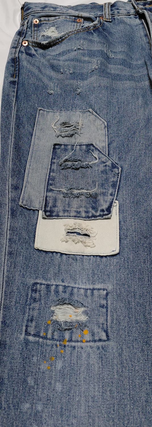 [XL] RAG MACHINE 빈티지 패치워크 디스트로이드 데님 팬츠 상품이미지2