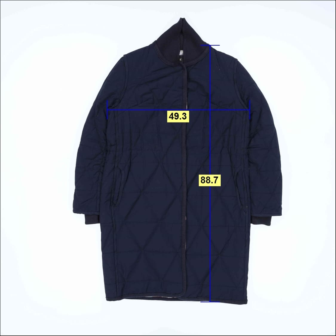 [76] 마인 여성 울 네이비 퀄팅 롱자켓 0112J  상품이미지7