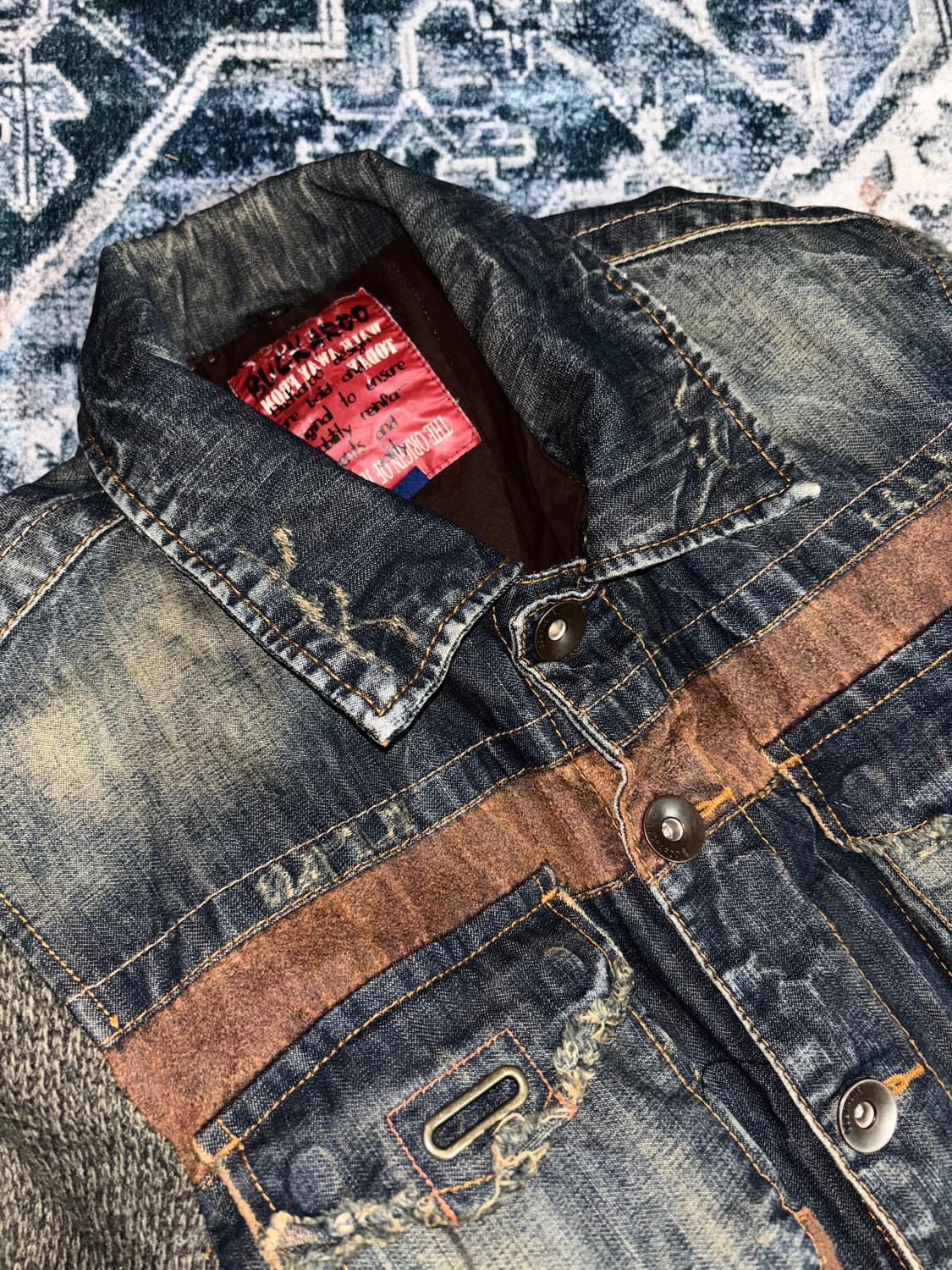 일본 빈티지 버커루 웨스턴 니트 데미지 데님 자켓 상품이미지4