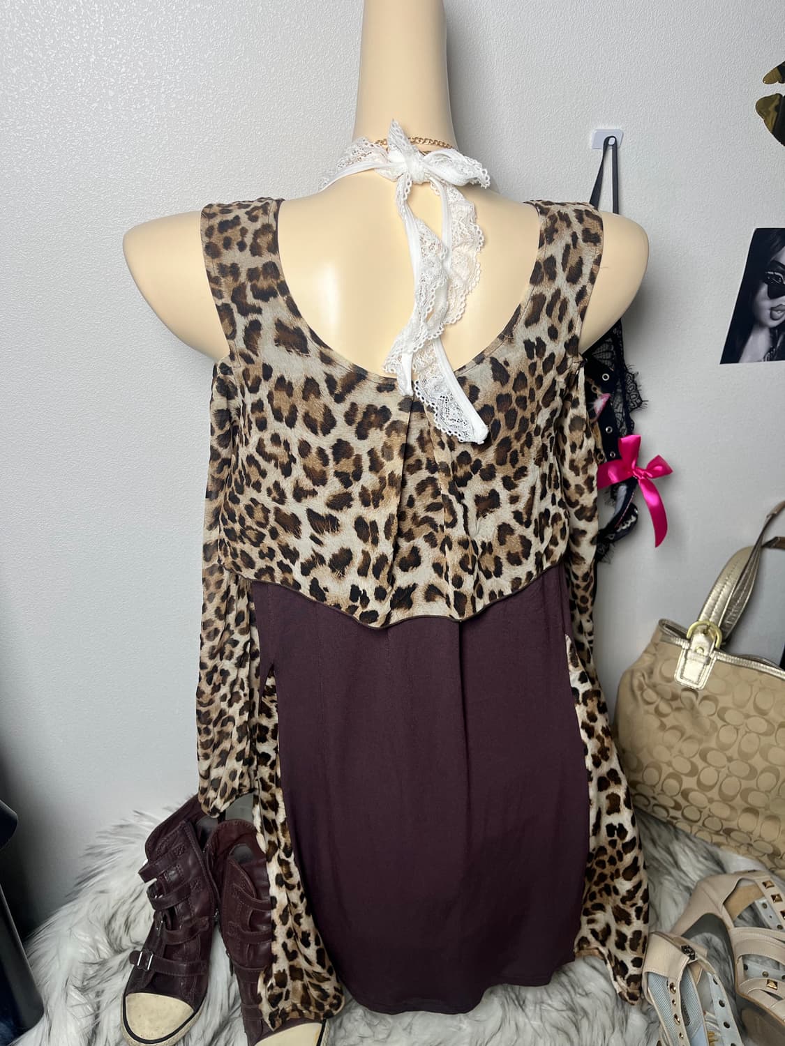 D.I.A 오프숄더 호피 긴팔 원피스 상품이미지2