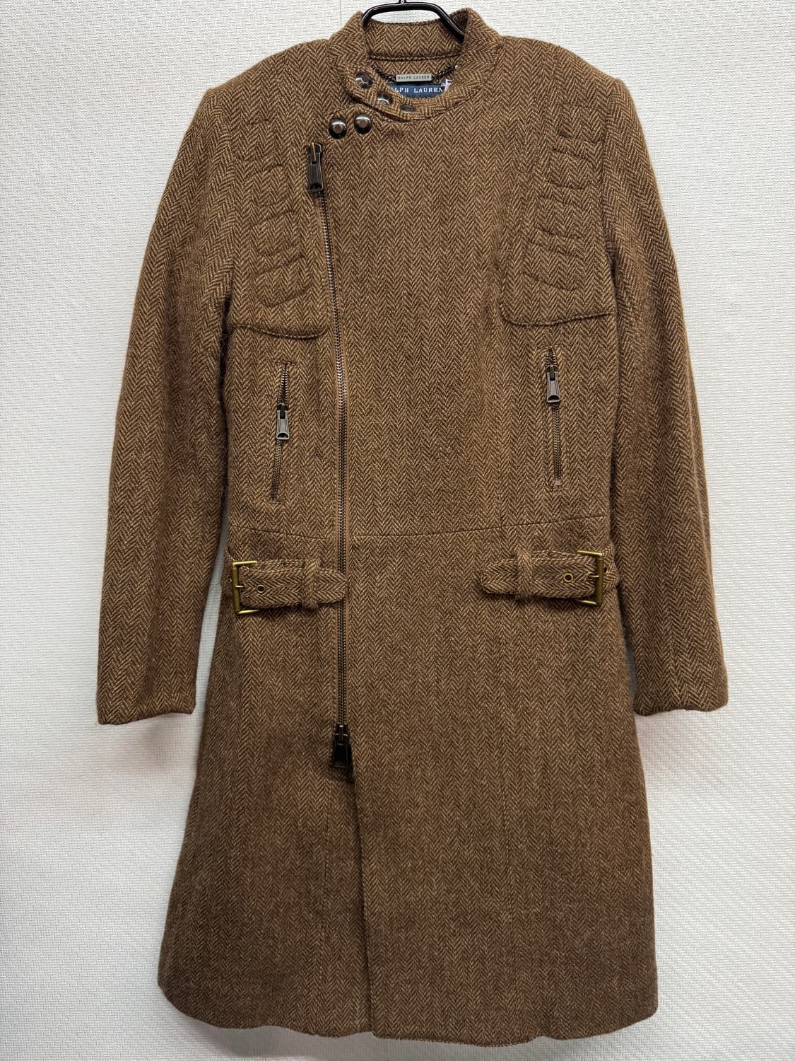 랄프로렌 울/알파카 헤링본 바이커 디테일 코트 S 상품이미지1