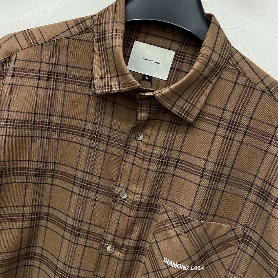 다이아몬드 레이라 플러프 무드 체크 셔츠 남방 L 상품이미지3