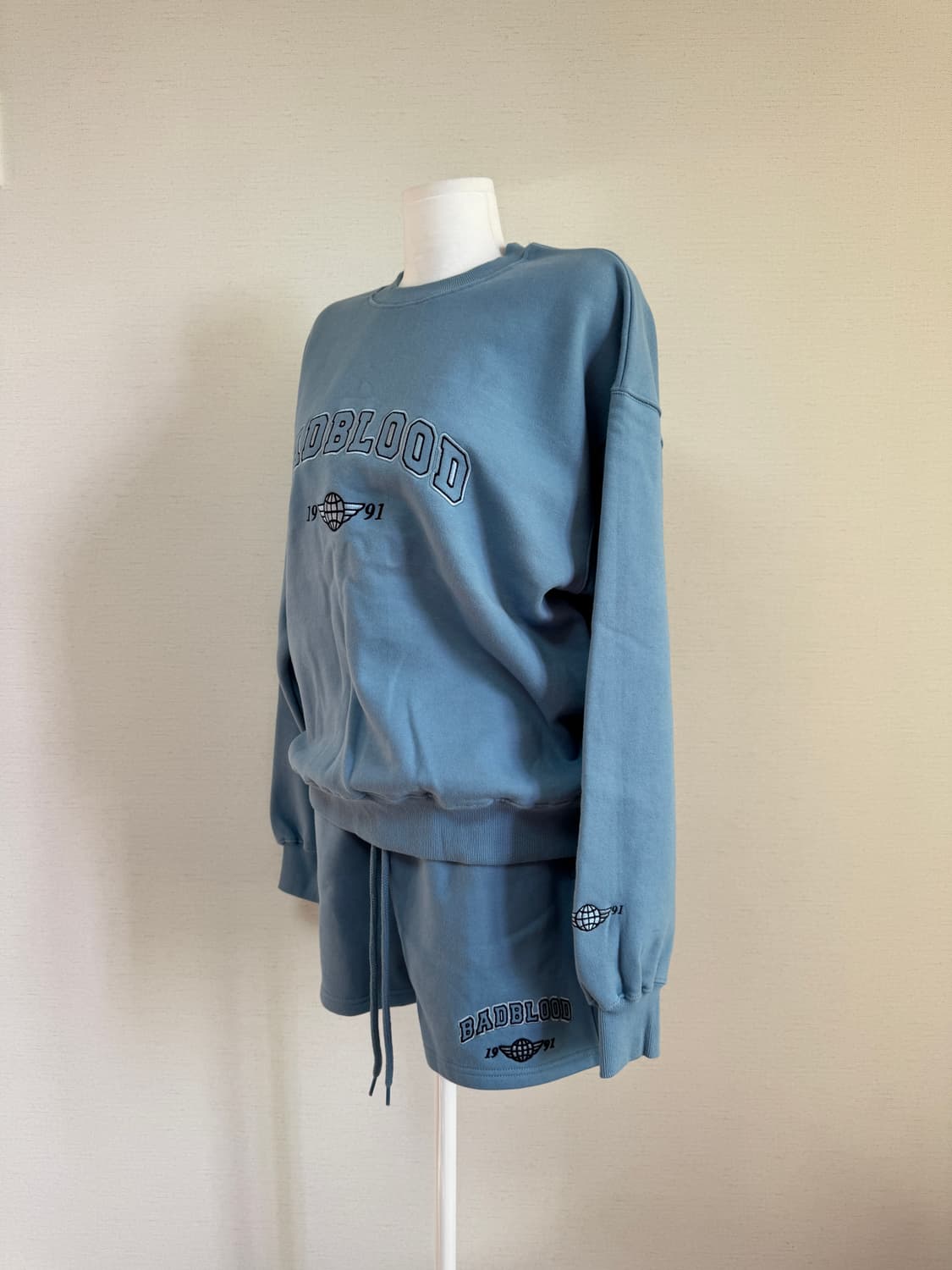 배드블러드) 기모 맨투맨 쇼츠 세트 상품이미지2