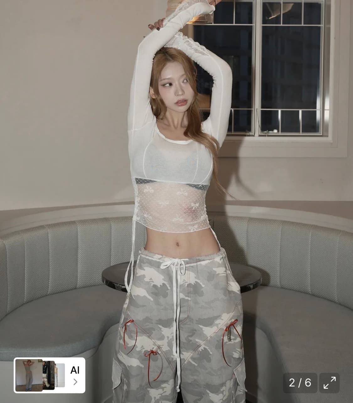lace cargo pants - camo 상품이미지3
