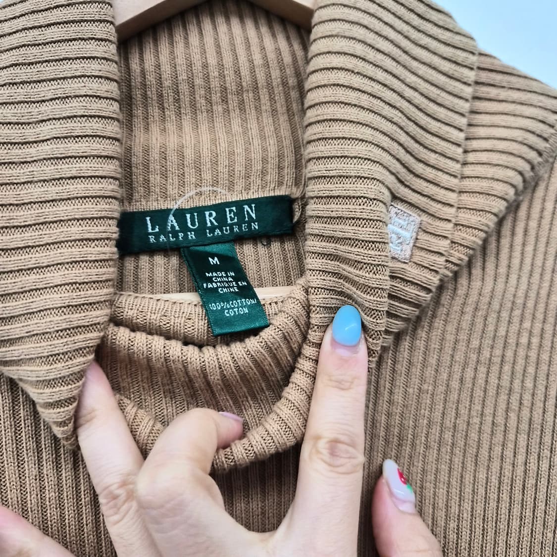 폴로 랄프로렌 골지 터틀넥 니트 브라운 여성 M 상품이미지3