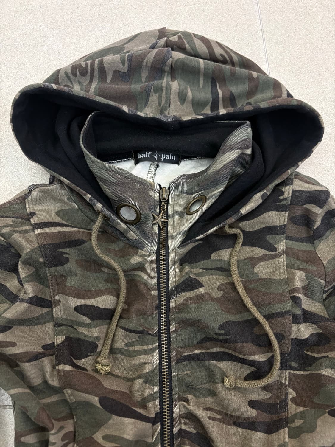 밀리터리 셔링 딱붙 후드집업 상품이미지2