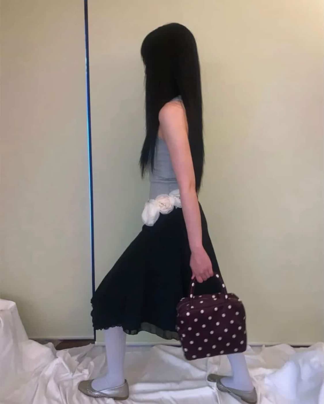 피치바스켓마켓 폴카 도트 백 퍼플 상품이미지1