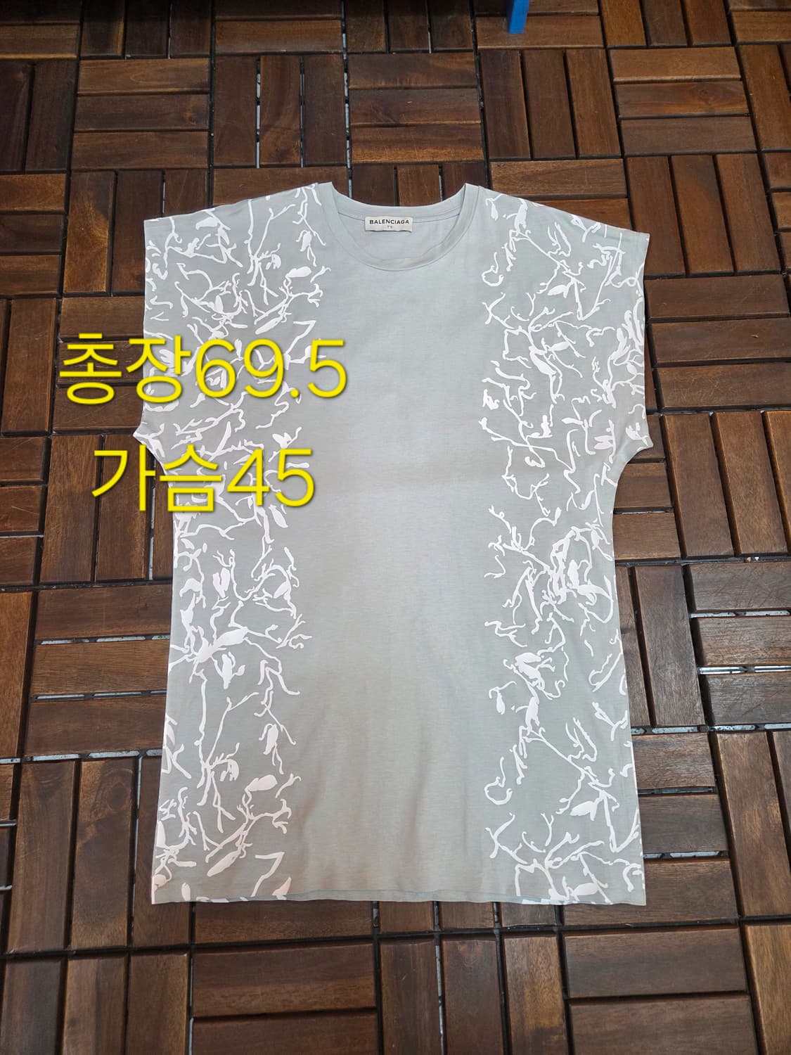 S 정품 발렌시아가 민트 플라워 반팔 티셔츠 민소매 나시 상품이미지1
