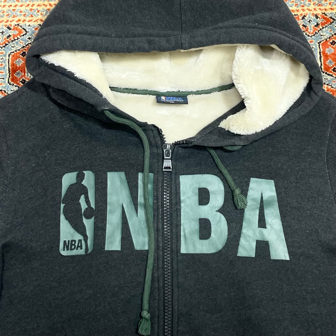 NBA 차콜그레이 두꺼운 털 안감 후드집업 남성XXL 상품이미지2