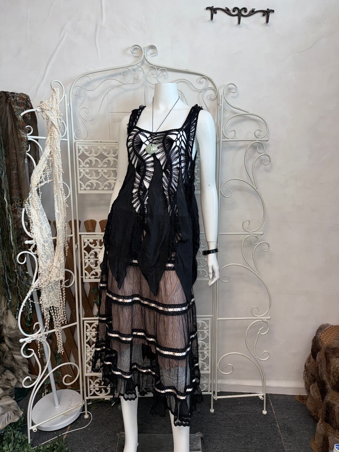 Black grunge fairy crochet sleeveless 상품이미지5