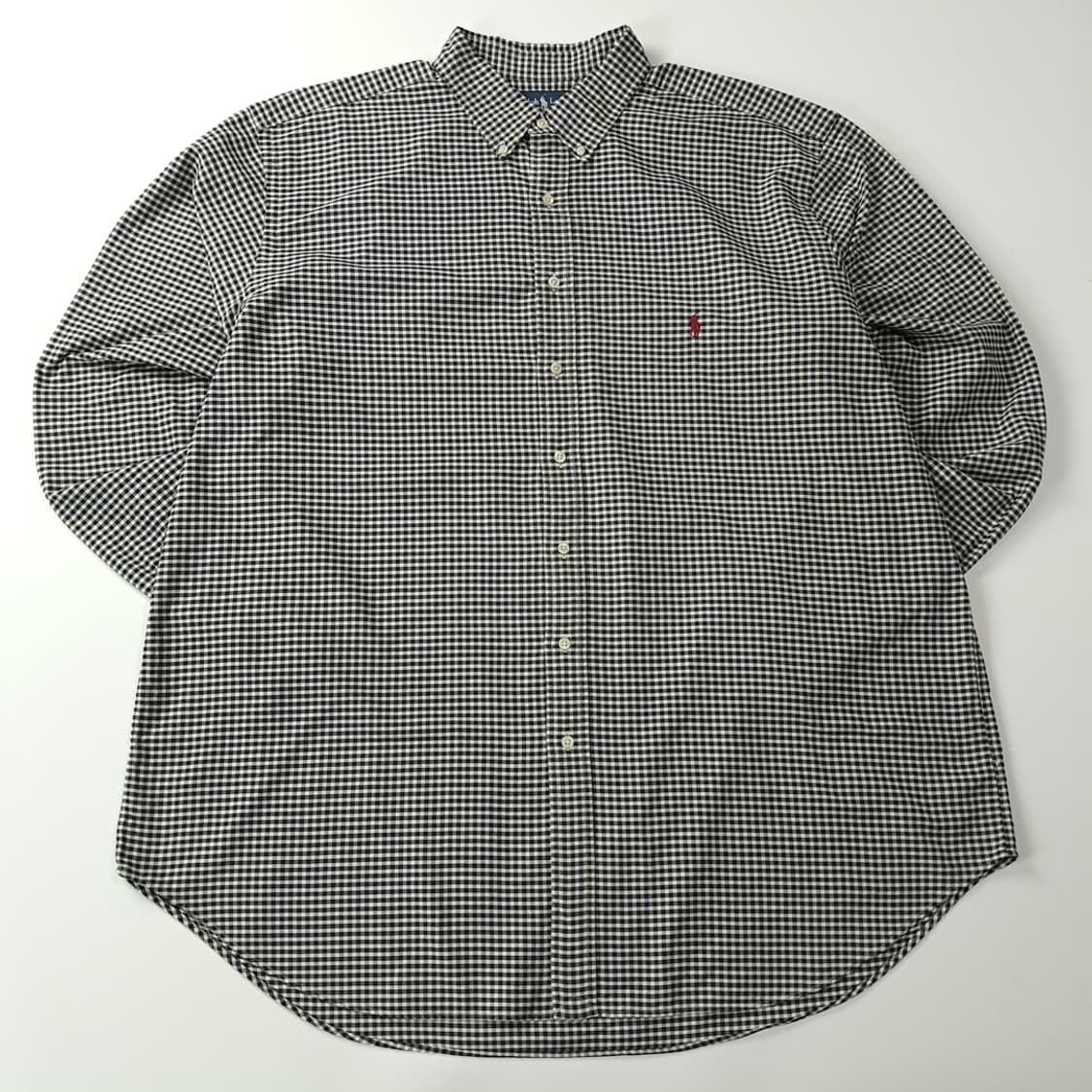 CJ064 2XLT 폴로 90s 블랙 모노 마이크로체크 셔츠 남방 상품이미지1