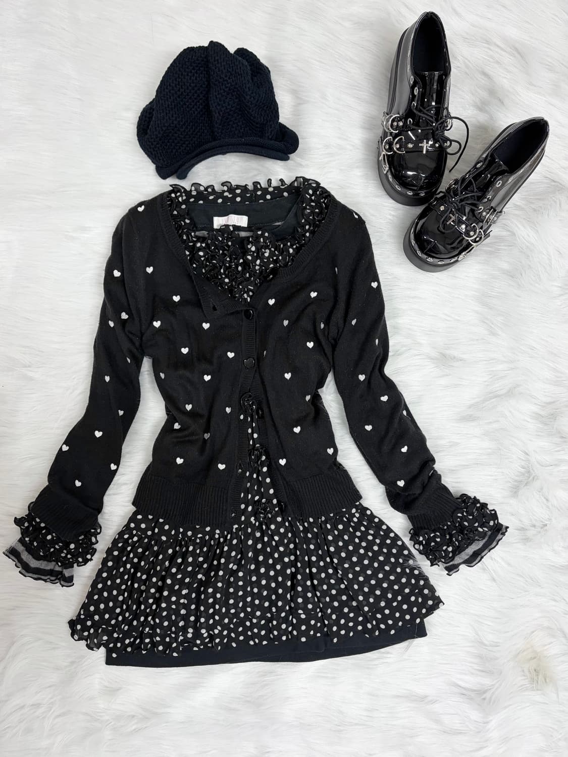 키치 곰돌이 후집 & 공겜여주 도트 믹스코디🎵🖤 상품이미지4