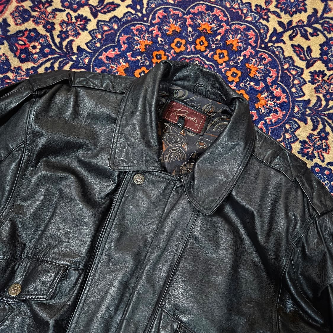 로가디스(Rogadis) Vintage 파워 숄더 레더 가죽 자켓 M  상품이미지5