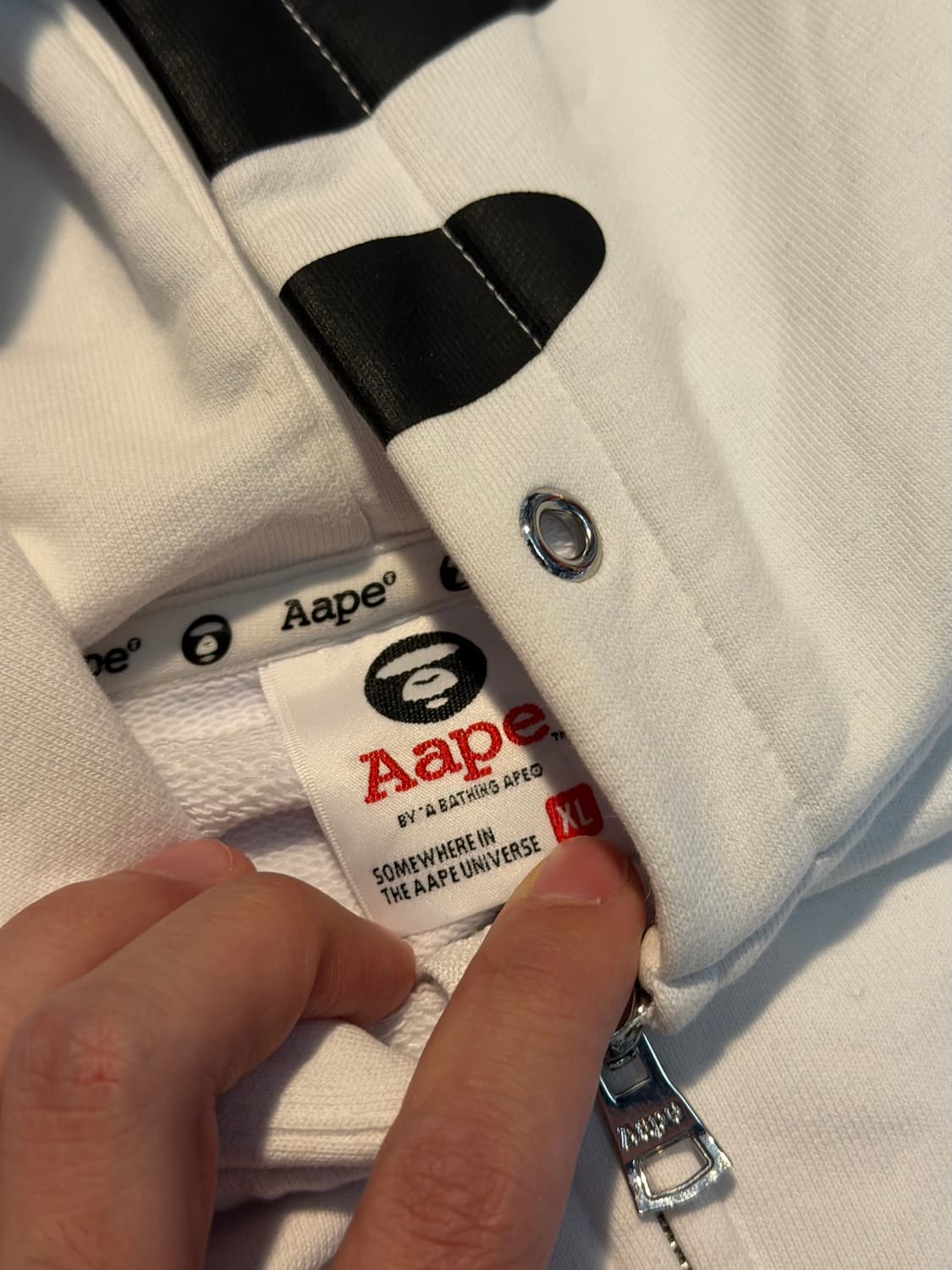 베이프 에이프 사루헤드 사이드로고 후드집업 화이트 상품이미지4