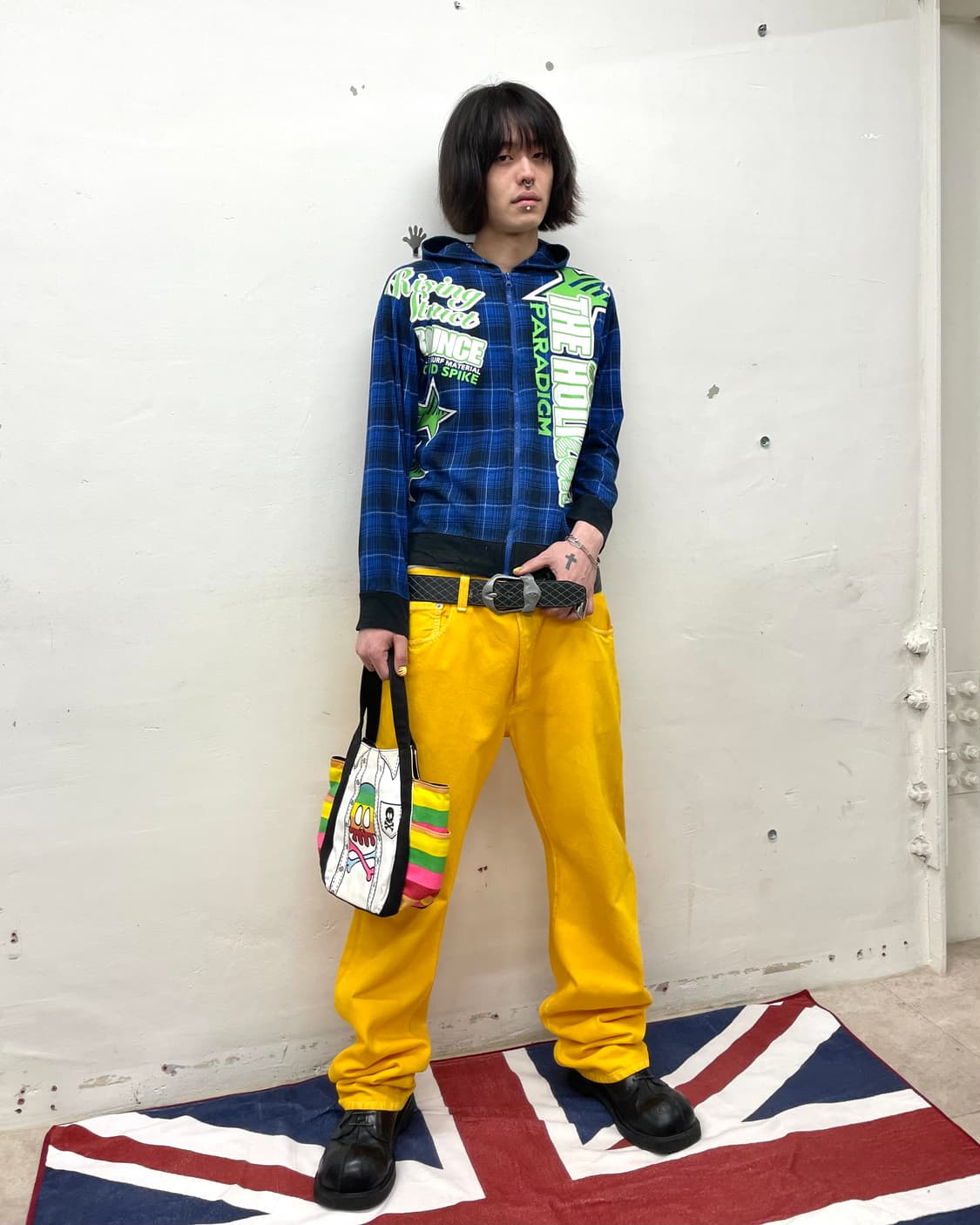 Retro Star Blue Check Hooded Zip-Up 상품이미지6