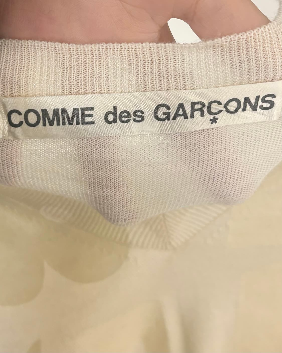 꼼데가르송 아이보리 브이넥 시스루 니트 상품이미지7