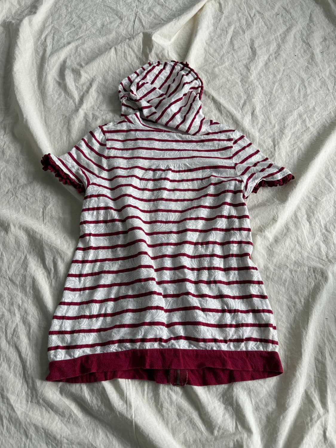 엑시즈팜 체리레드 니혼진 너드 단가라 레이스 집업 상품이미지5