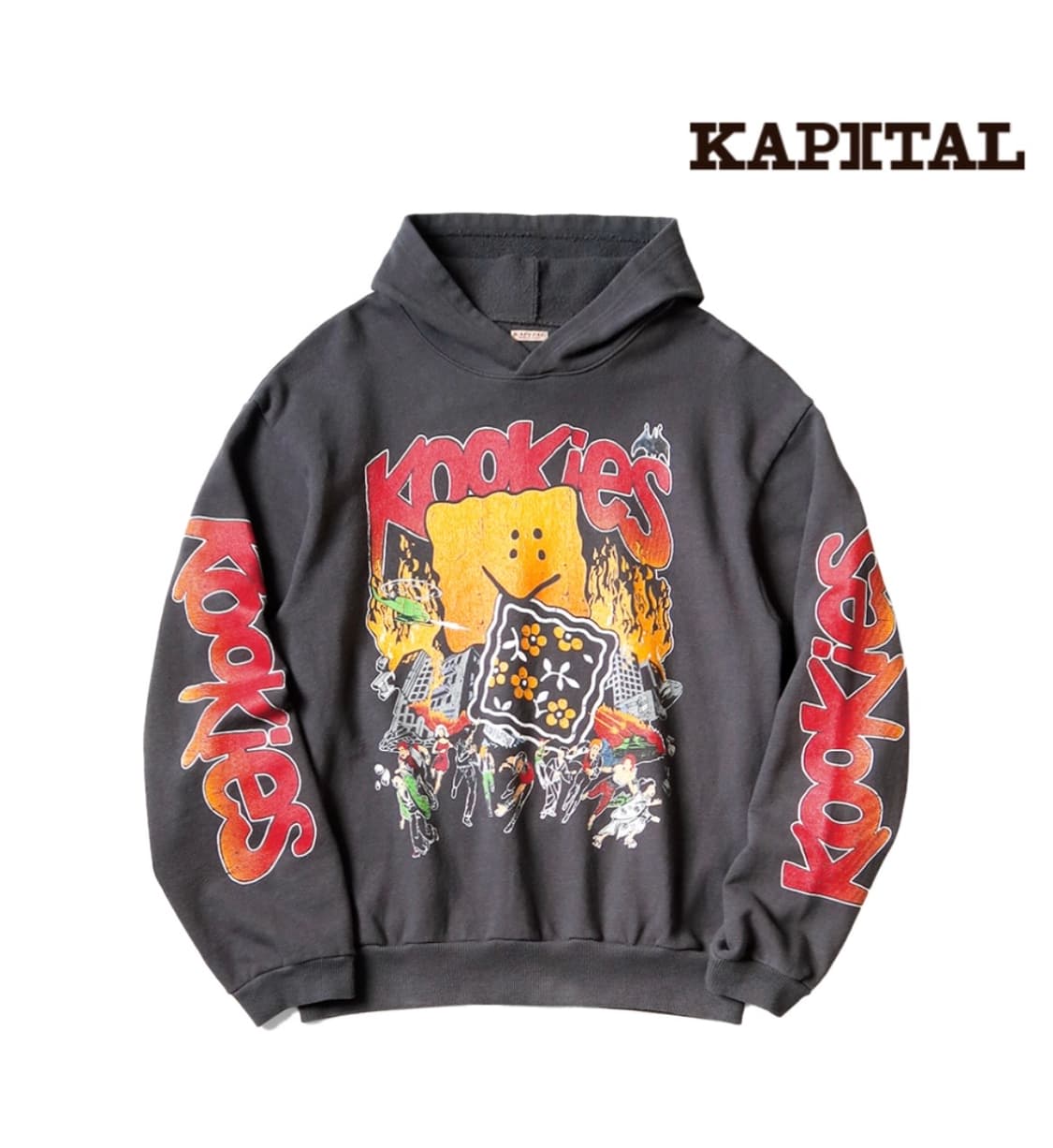 캐피탈(KAPITAL) 페키쉬 레인보우 후드 티 잉크 블랙 K2410LC 상품이미지1