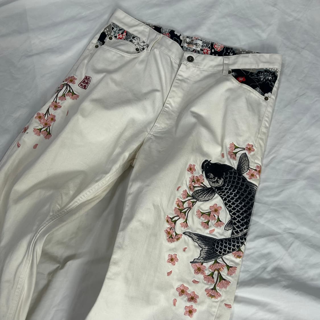 [KARAKURI TAMASHII] 오리엔탈 잉어 사쿠라 팬츠 상품이미지3
