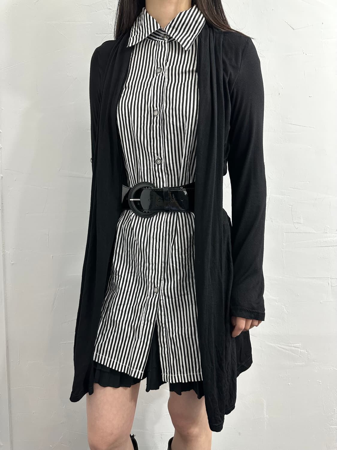 shirt layered belt cardigan 상품이미지2