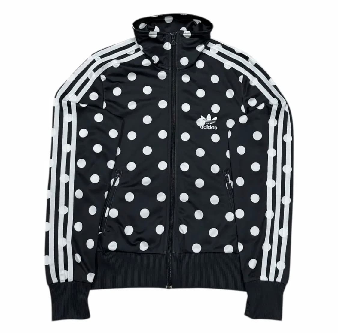 아디다스 빈티지 파이어버드 빅로고 도트 땡땡이 패턴 트랙탑져지 자켓 블랙 상품이미지1