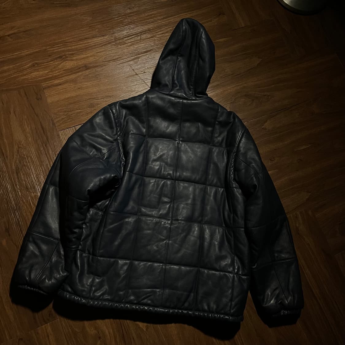Lambskin Deep Blue Hood Padded Jacket 상품이미지4