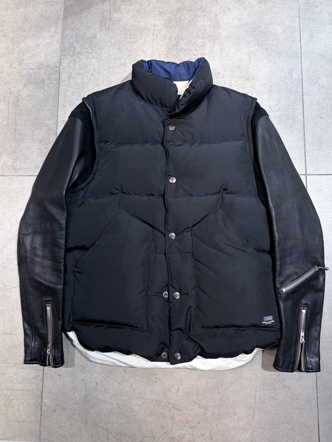 undercoverism 08fw 레더 다운 도킹 베스트 패딩 자켓 상품이미지1