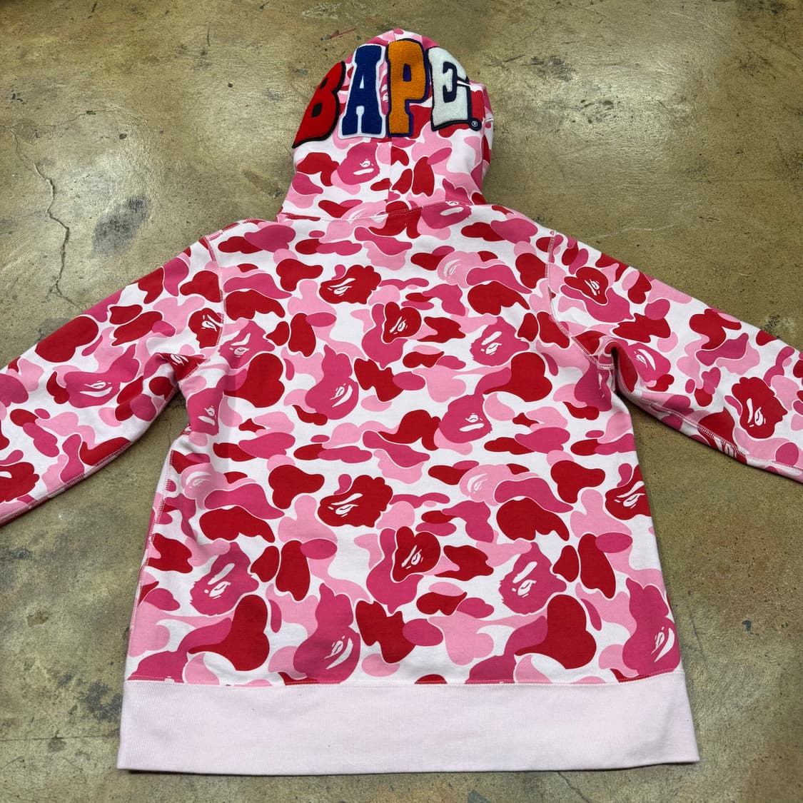베이프 핑크 카모 밀리터리 마일로 사루 후드 티 상품이미지4