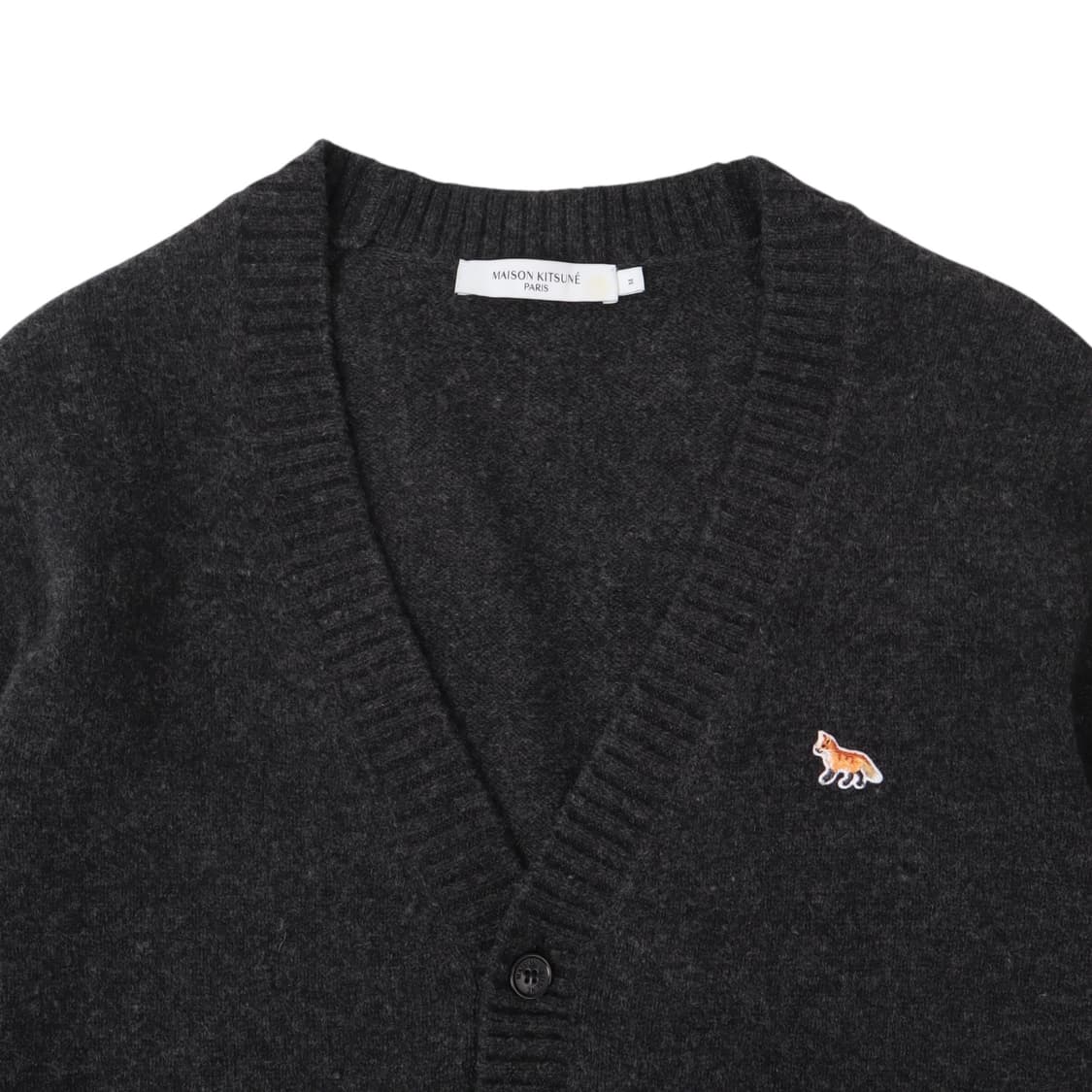 메종키츠네 챠콜 폭스패치 울 가디건 상품이미지2