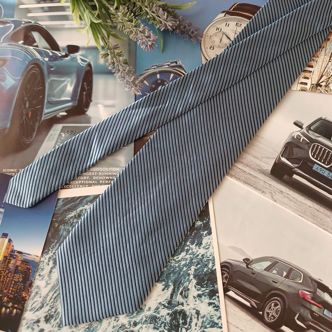 밀라숀 실크 핀스트라이프 넥타이 9.7cm A+~A등급 A19024
 상품이미지3