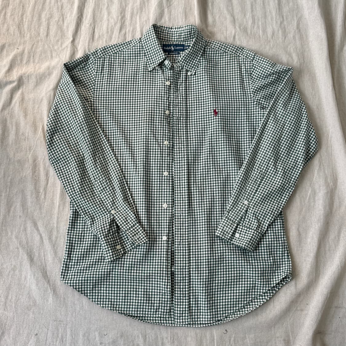 폴로랄프로렌 빈티지 그린 깅엄 체크셔츠 M 상품이미지2