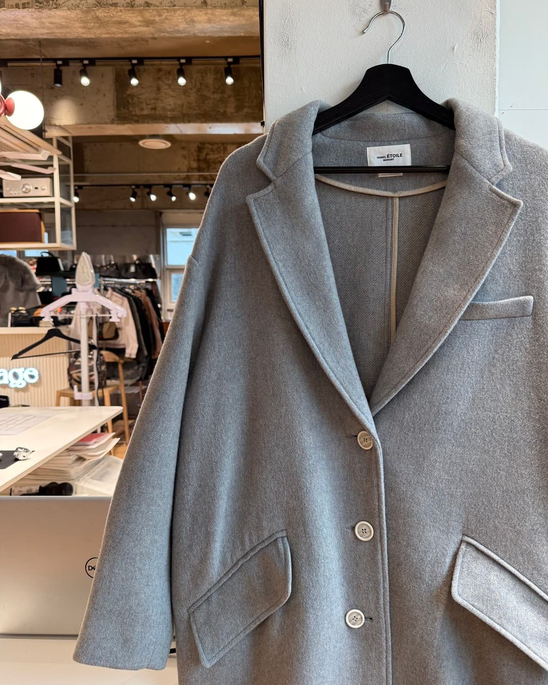 이자벨마랑 그레이 울 혼방 싱글 코트  상품이미지4