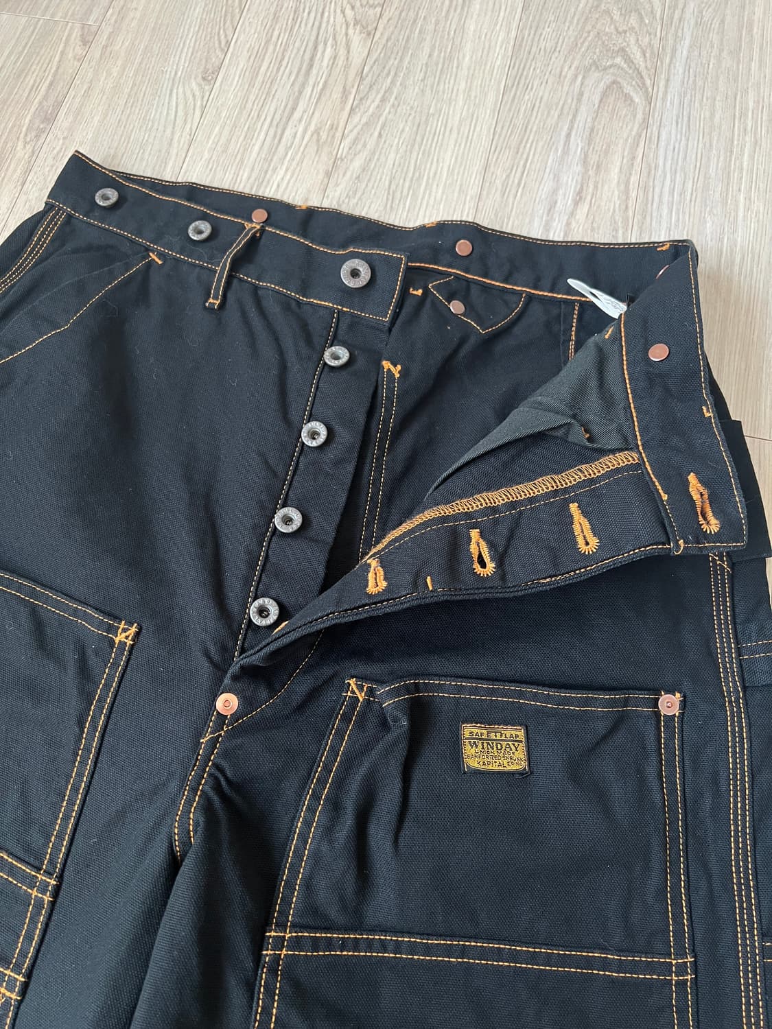 (새상품) 캐피탈 씬 캔버스 럼버 팬츠 블랙 상품이미지4