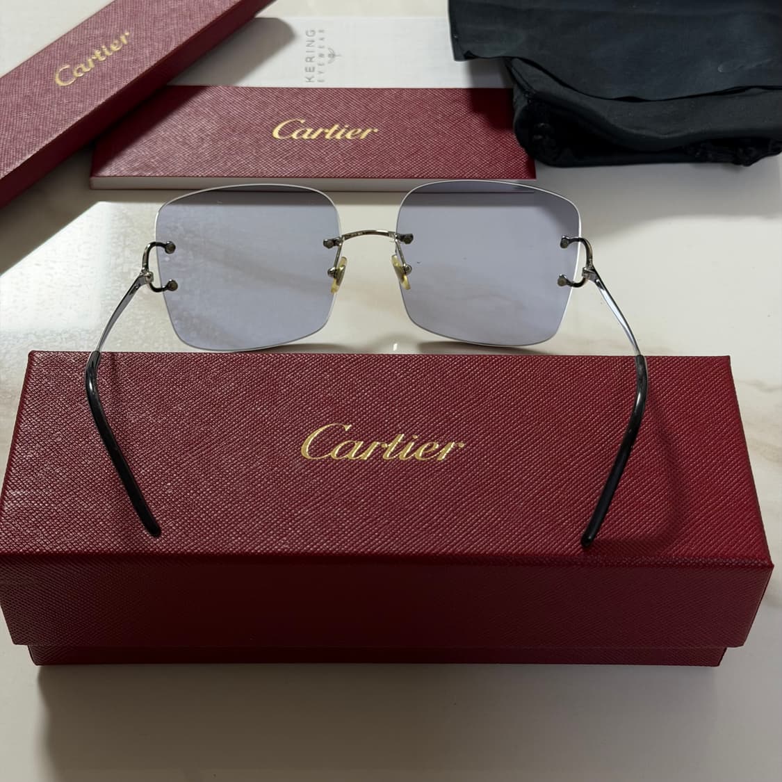 (OS) Cartier 까르띠에 C 무테 은장 선글라스 블루렌즈 상품이미지4