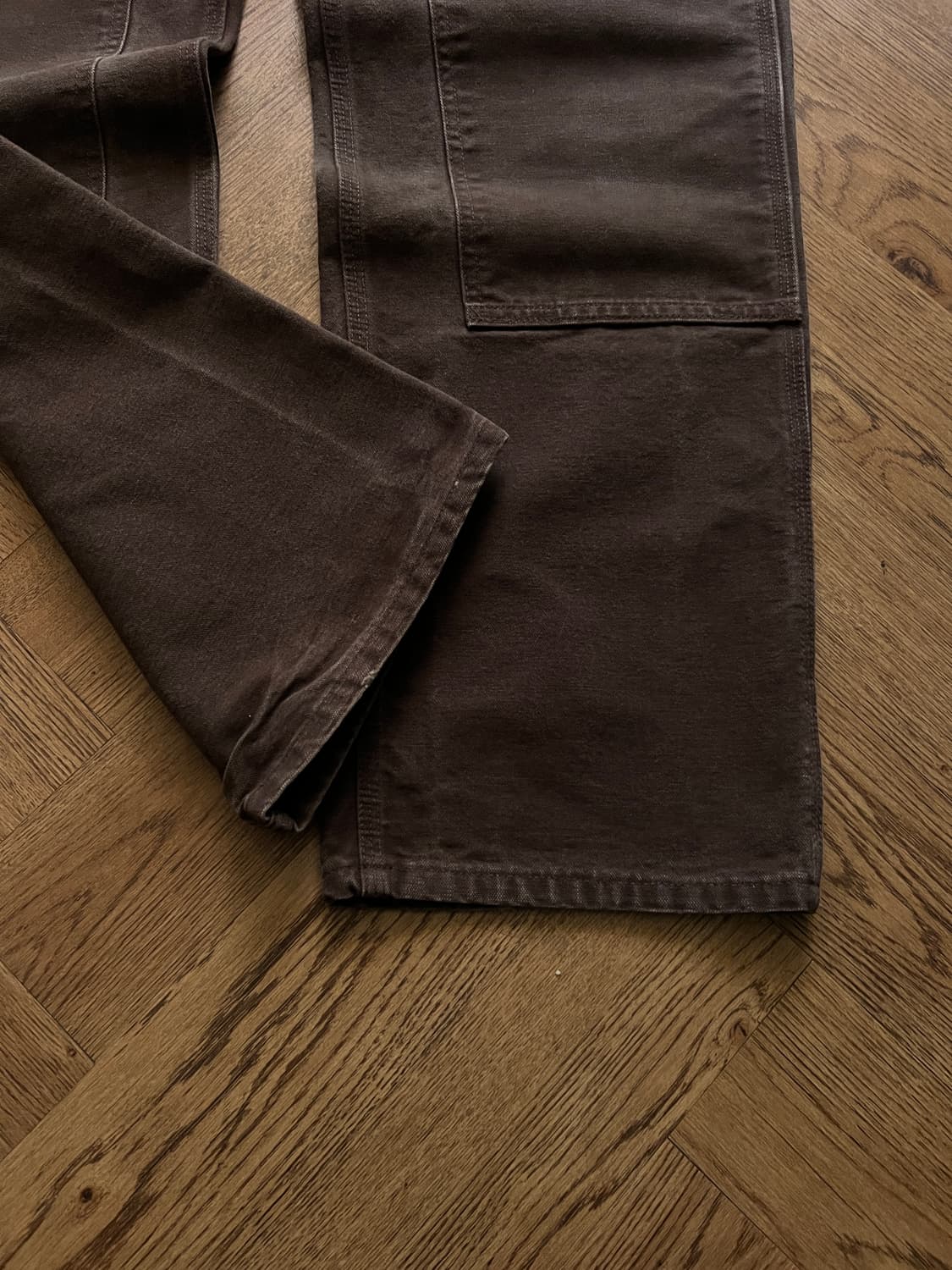 [33]칼하트 USA 빈티지 워싱 다크브라운 더블니 워크 팬츠 상품이미지3