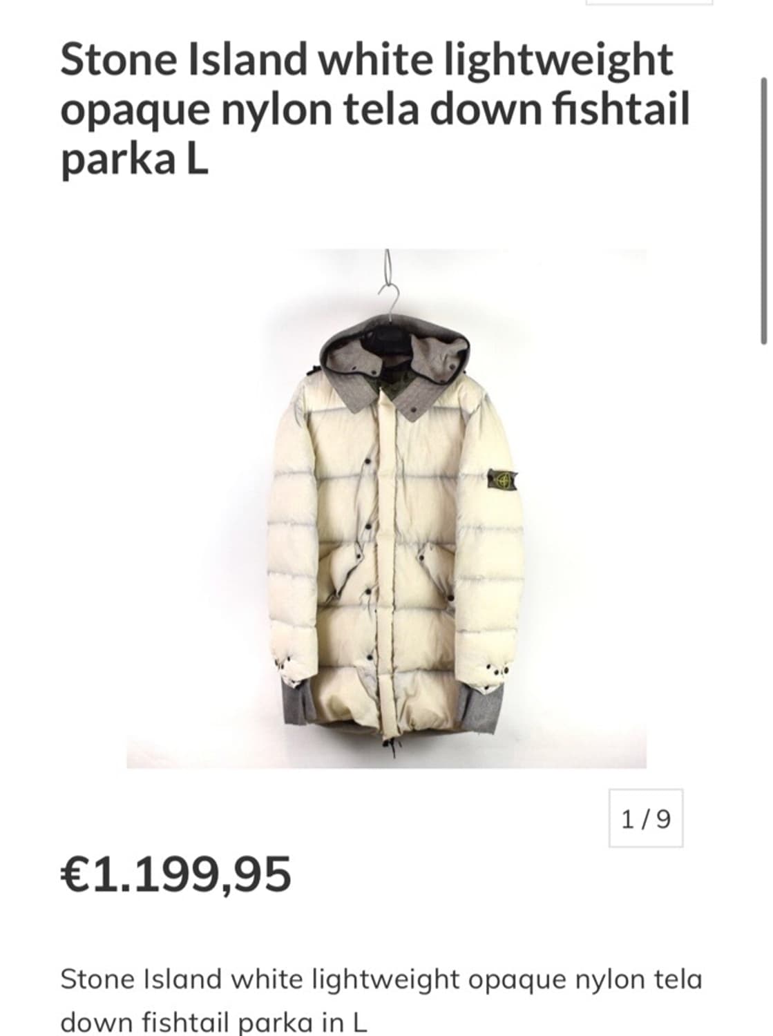  정품 XL) 스톤아일랜드 AW09 빈티지 피쉬테일 롱패딩 상품이미지6