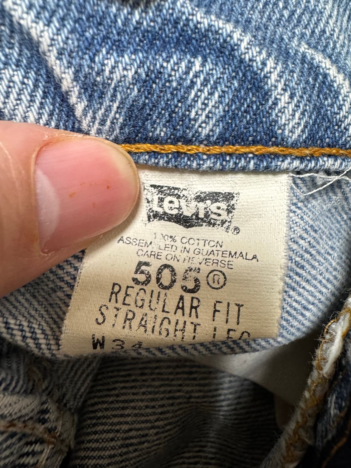 리바이스 오렌지텝 505 90‘s 34/34 청바지 데님 연청 상품이미지7