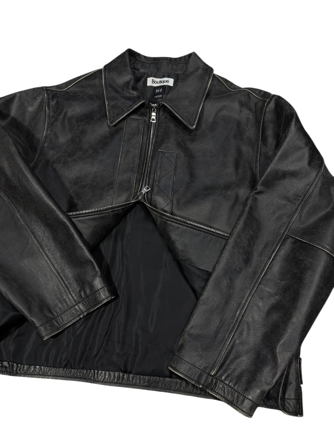 Boutique 86d 디스트레스 카우레더 자켓 상품이미지2