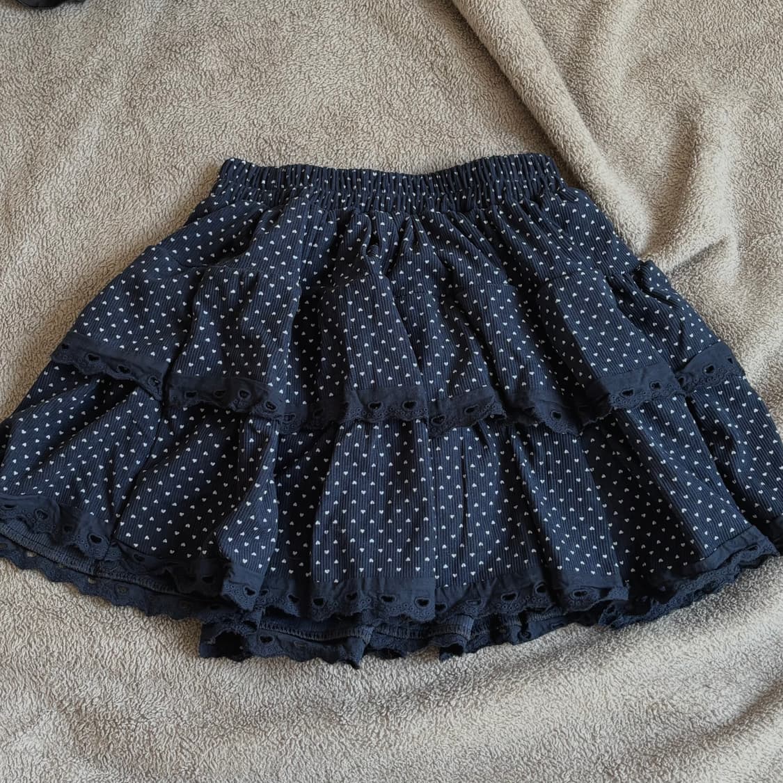 빈티지 네이비 하트도트 레이어드 캉캉스커트 상품이미지1