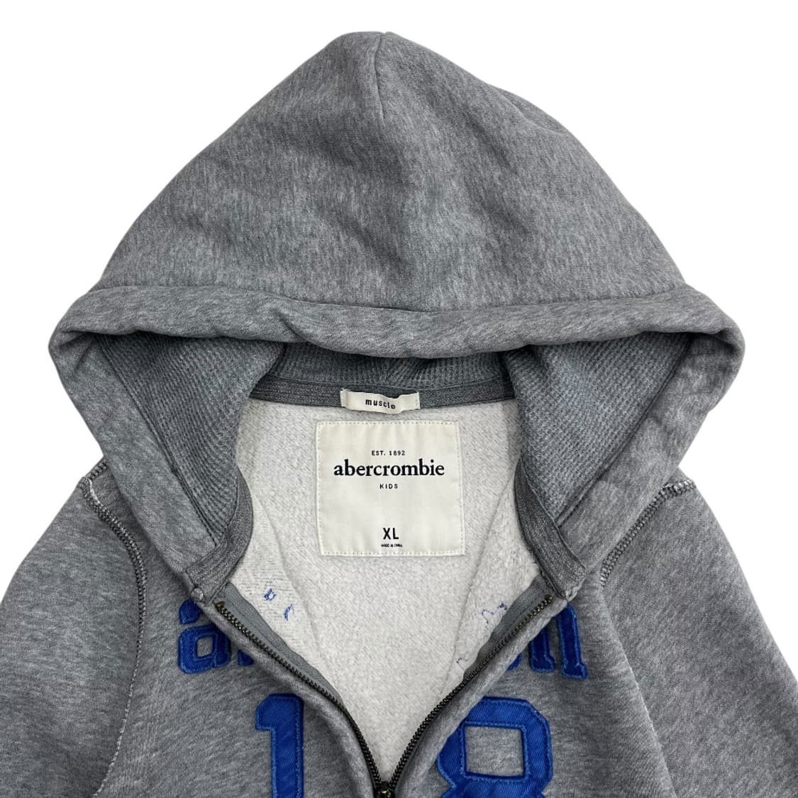 아베크롬비 블루 센터로고 그레이 후드집업 XL 상품이미지4