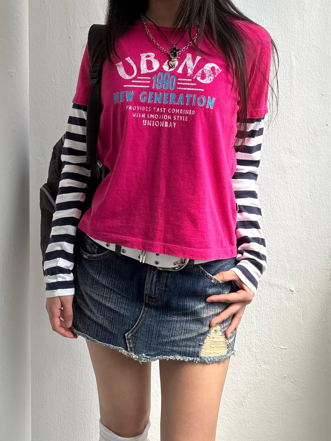 Vintage Pink Graphic Layered Long Sleeve 상품이미지3