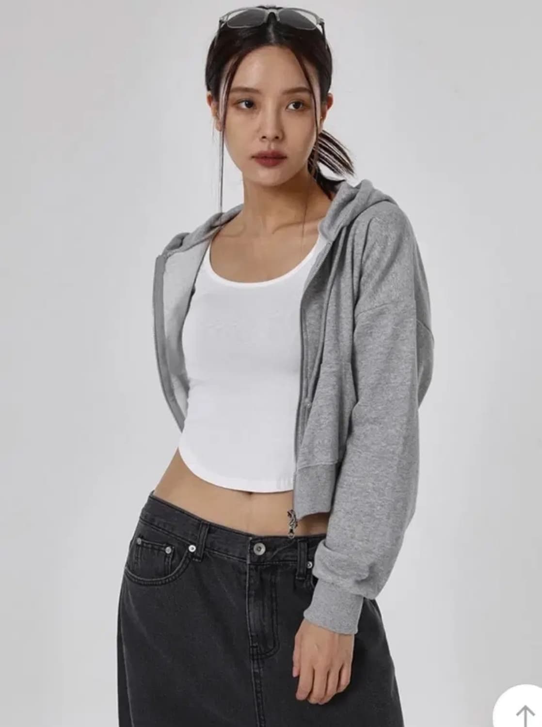 블랙업 멜롯 투웨이 후드 집업 그레이 상품이미지2