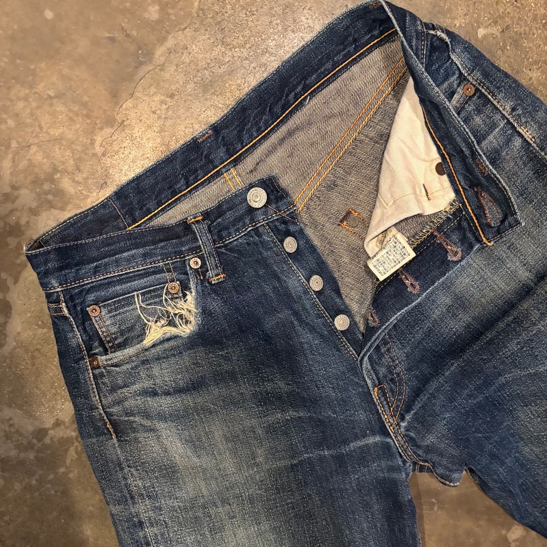 일본 레트로 크래프트 xx500 셀비지 데님 팬츠 상품이미지6