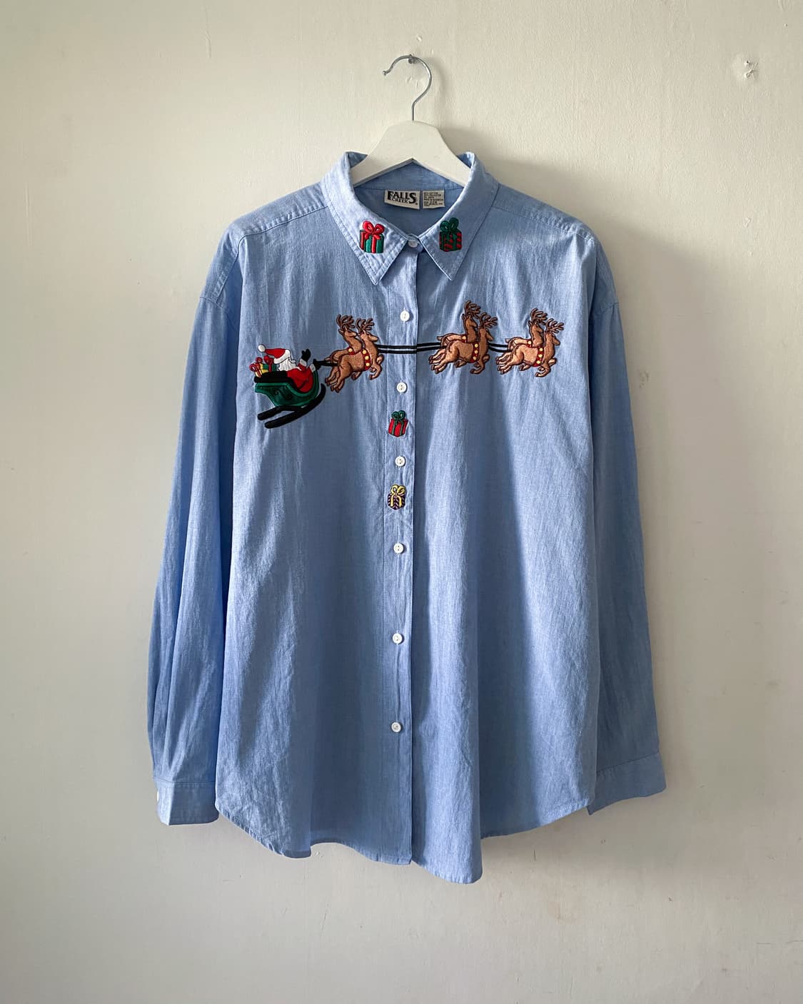 90s 빈티지 크리스마스 자수 셔츠 상품이미지1