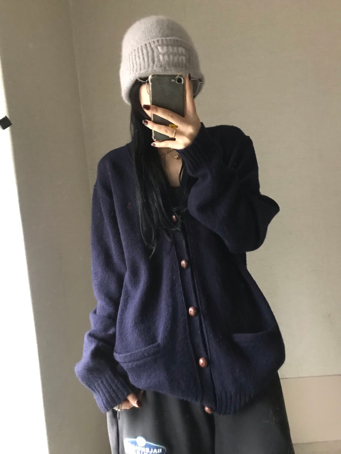 폴로 네이비 오버핏 울가디건 상품이미지3
