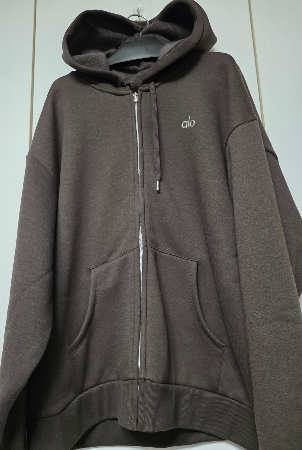 알로 브라운 색상 기모 후드집업 상품이미지1